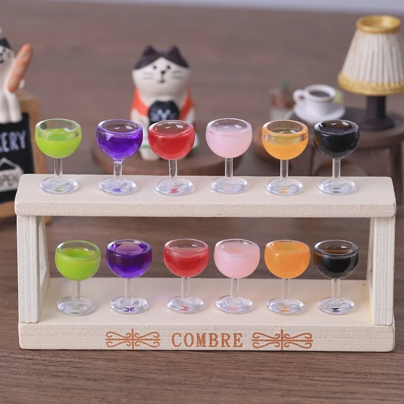 

3pcs Dollhouse Mini Wine Glass Colorful Drink Model Scale Miniature Resin DIY Doll Accessories Ornament Home Decor Decoration