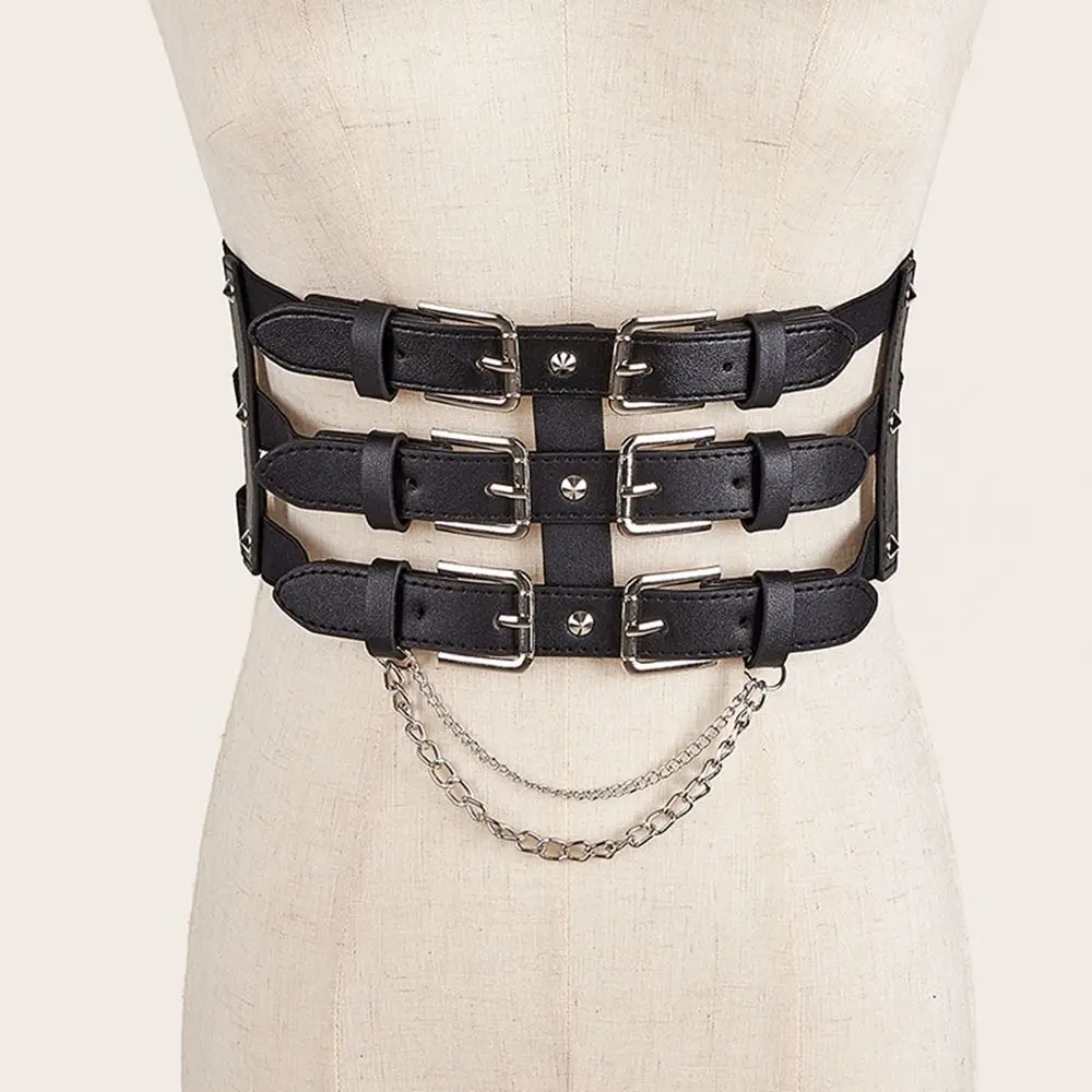 Y2K Hollow Chain Women Waist Belt Wide Belt Underbust Elastic Belt Slim Bustier Corset Waist Corset Belts Cummerbunds