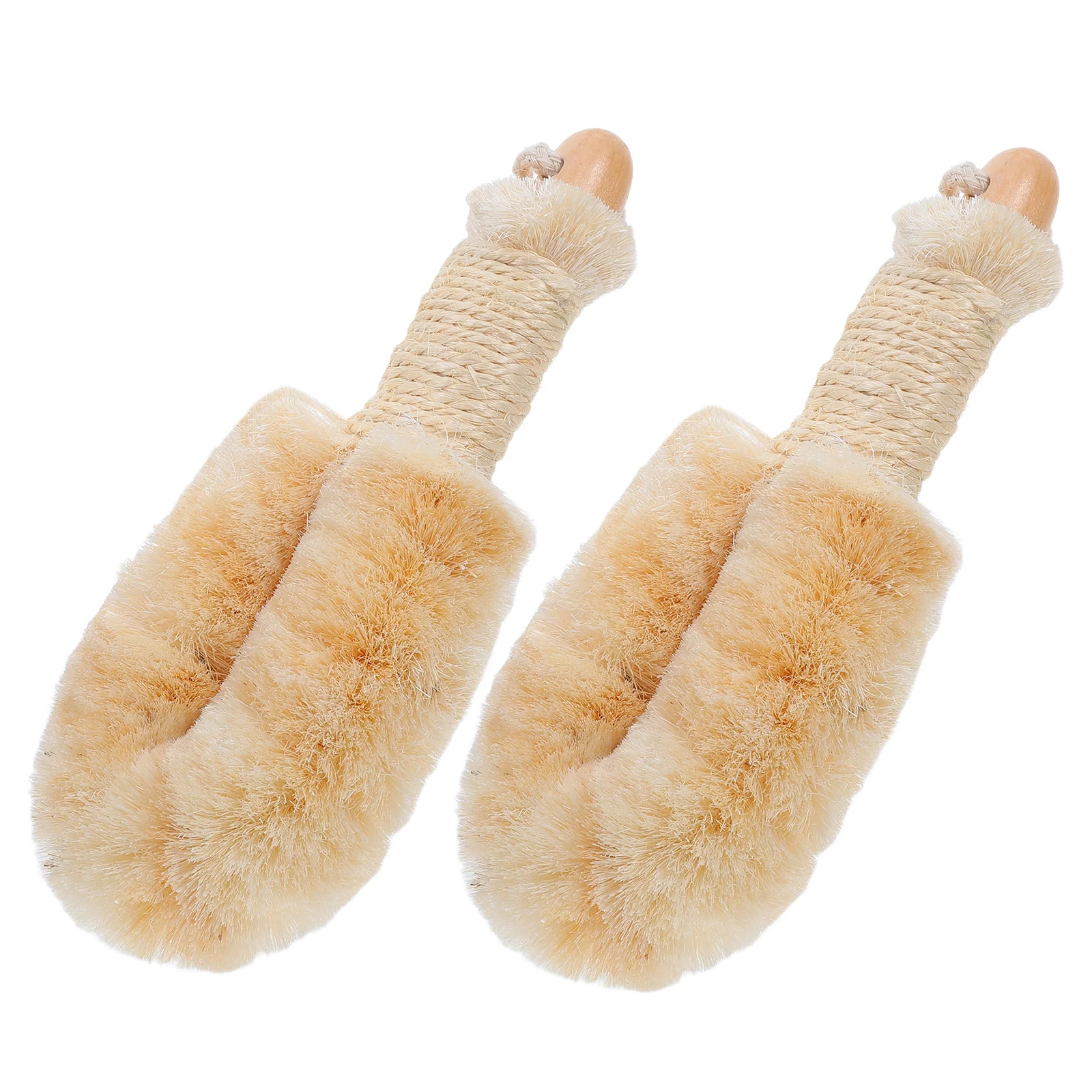 

2Pcs Natural Sisal Back Scrubber Exfoliating Body Brush Wooden Handles Spa Shower Bath Skin Cleaning Brush Body Brushes