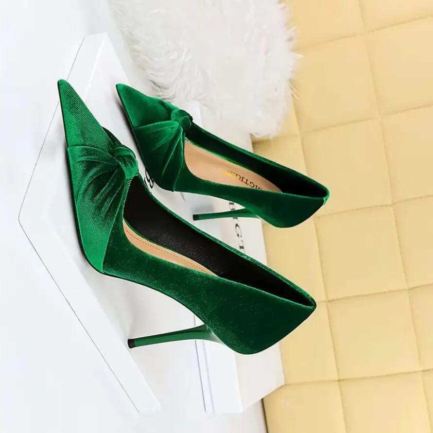 

BIGTREE Shoes Bowknot Suede Women Pumps Fashion New High Heels Pointed Stilettos Women Heels 2025 New Design Pumps Plus Size 43