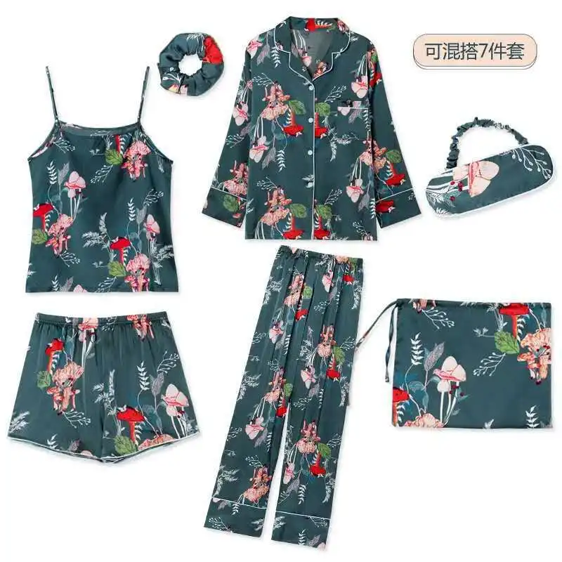 2023 Spring/Summer Suspended Tank Top 7-Piece Set for Russian Style Wear Women\'s 7-Piece Set for Crane Pajamas Home Furnishings