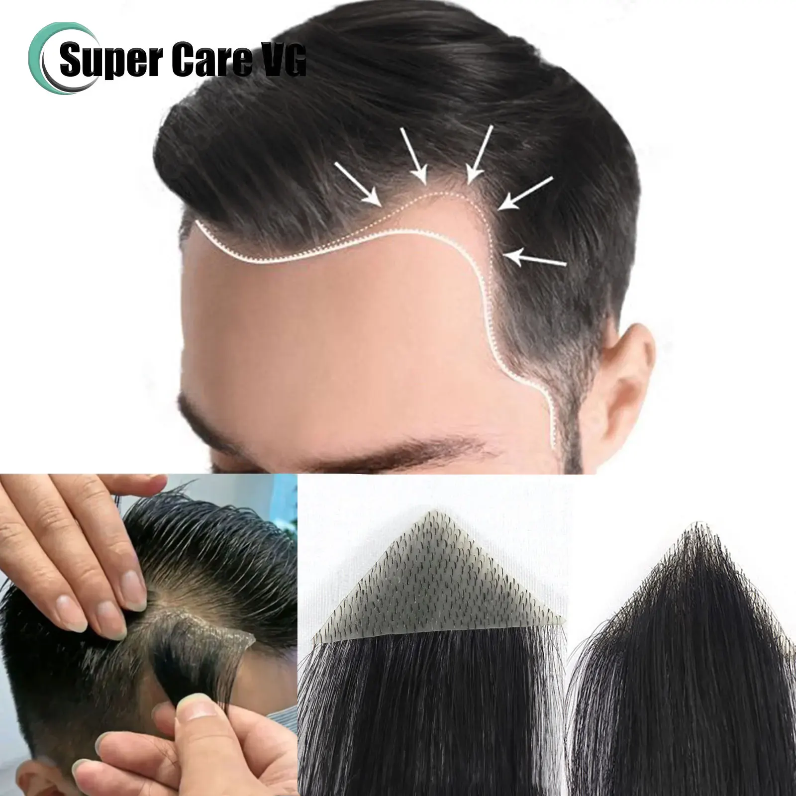 Natural Human Hair Pieces Toupee Men Forehead Hairpiece Patch Invisible Seamless Ultra Thin Skin PU Men's Capillary Prosthesis