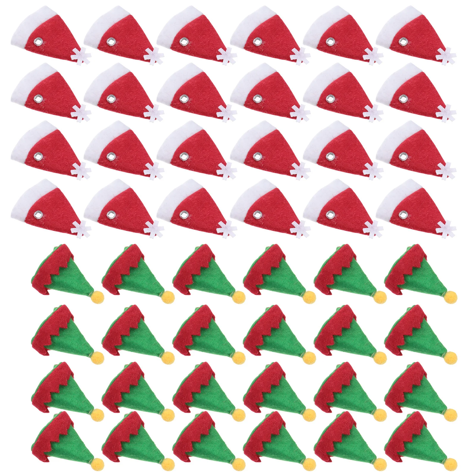 

48Pcs Christmas Lollipop Toppers Non-Woven Fabric Reusable Mini Hats for Candy Wraps Holiday Party Decorations Festive Gift