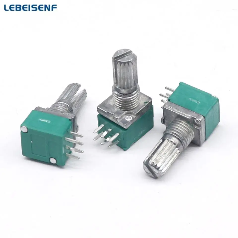 5pcs/lot Special audio amplifier high precision 10% double potentiometer RK097G A20K A50K A100K handle length 15MM flower axis