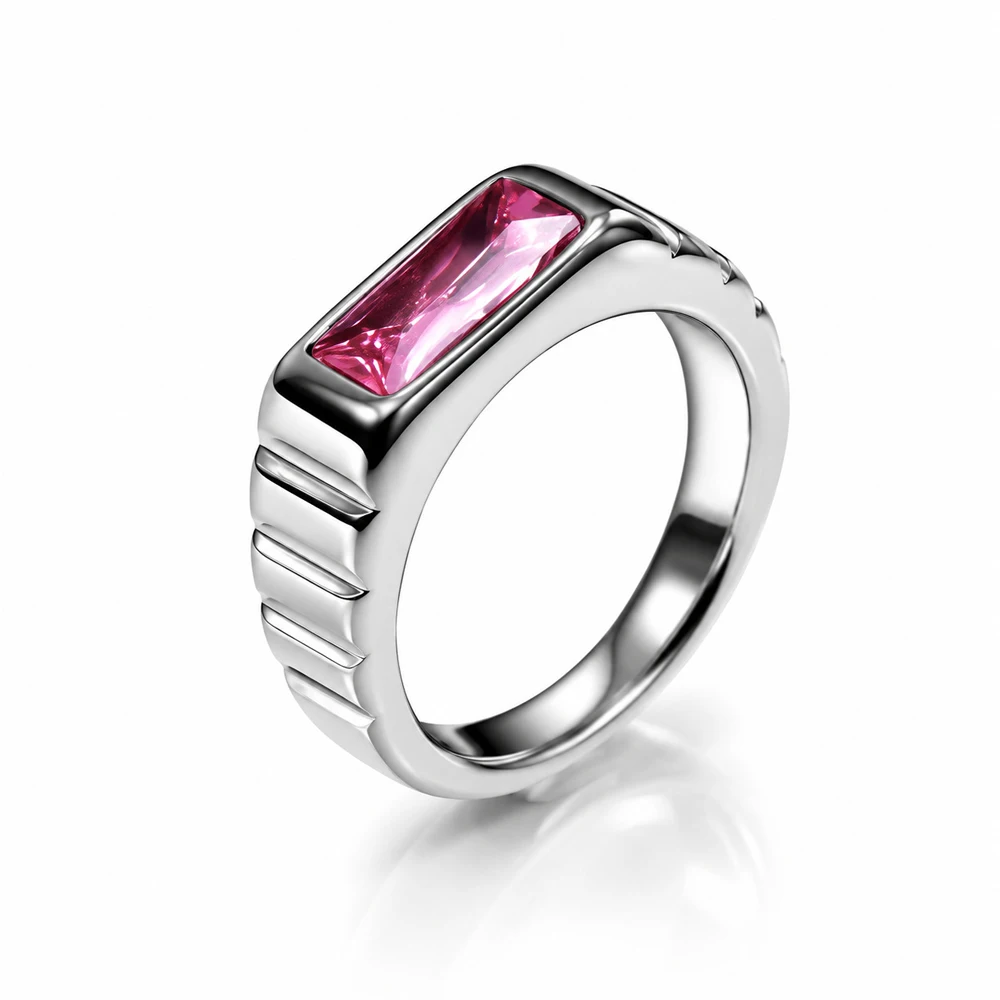 Vintage Luxus Smaragdgrüner Edelsteinring für Herren, Edelstahl, breites Band, rechteckiger Ring, Retro-Streifendesign, Statement-Schmuck – Detail 18
