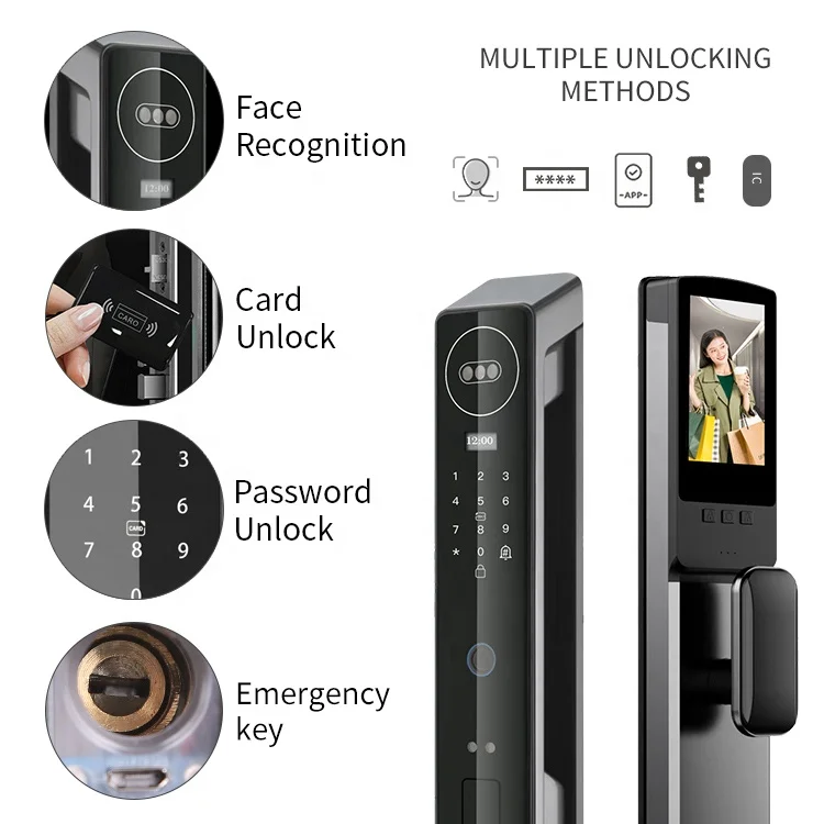 Face Recognition Cerradura Inteligente Password Card Lock Wifi Door Lock Fingerprint Digital Keyless Smart Door Lock