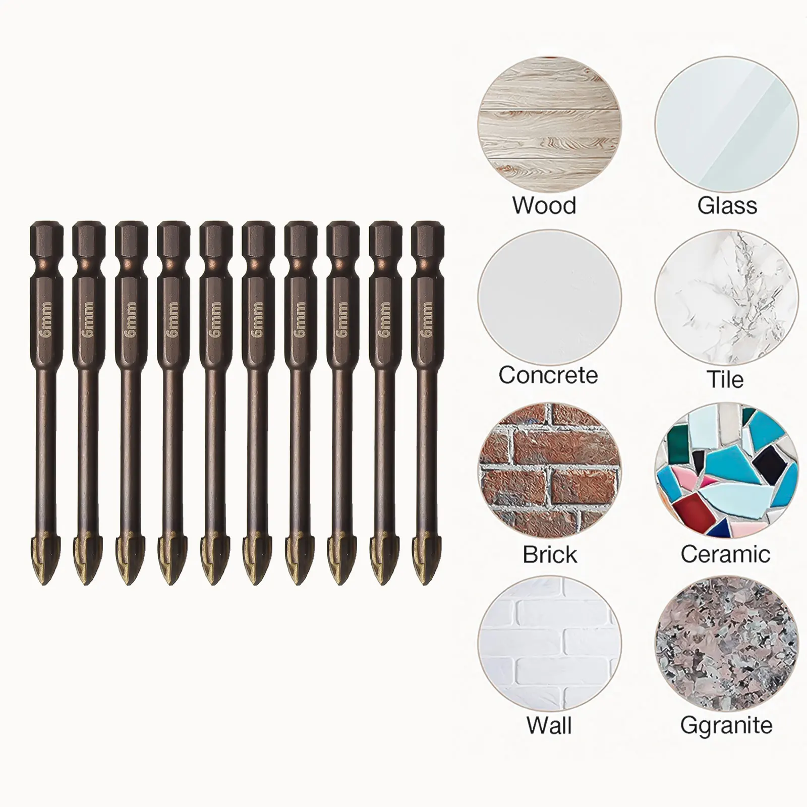 عبر عرافة مثقاب مجموعة للخرسانة بلاط البورسلين الزجاج المعادن المهنية متعددة الوظائف مثلث لقمة ثقب عدة أدوات كربيد