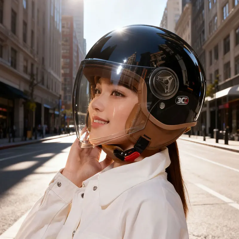 

Motorbike Casco Go Kart Scooter Motor Van Motorcycle Dual Lens Vintage Helmets Four Seasons Racing Half Helmets Casque Helmet