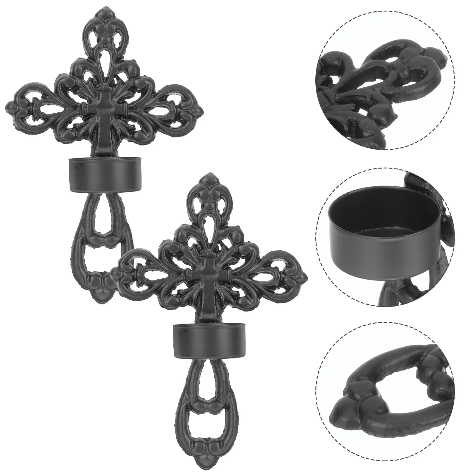 

2 Pcs Cross Candlestick Hanging Holder Tea Light Butter Lamp Metal for Decoration Base