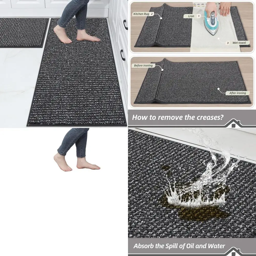 

Нескользящие впитывающие кухонные коврики из 2 предметов, устойчивые к пятнам направляющие, моющиеся коврики для кухни, стирки и раковины, 24x36 и