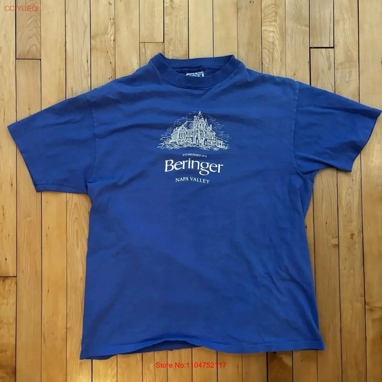 Camiseta vintage de los años 90 de Beringer Vineyards Wine Napa Valley, talla grande, estilo vintage, ligeramente lavada, para uso diario.