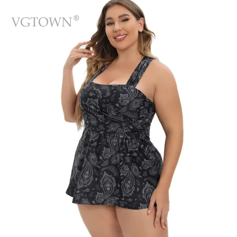 New Plus Size 8XL 10XL Swimwear Women Summer Two-Piece Push Up Swimdress Tankini Suit Print Swimsuit Swimwear