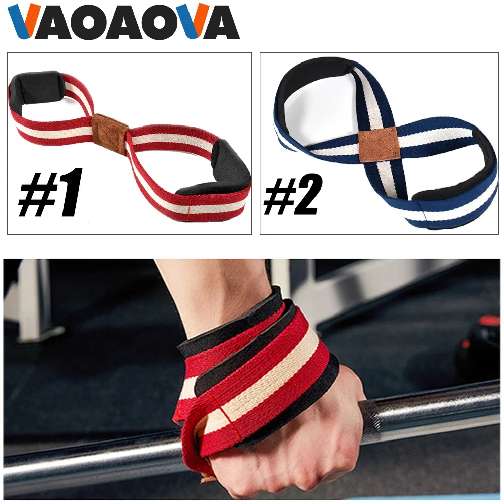 1Pair Figure 8 Lifting Straps for Men Women, Power Hand Grips for Weightlifting Belts, Heavy Duty Deadlifting Workout Straps