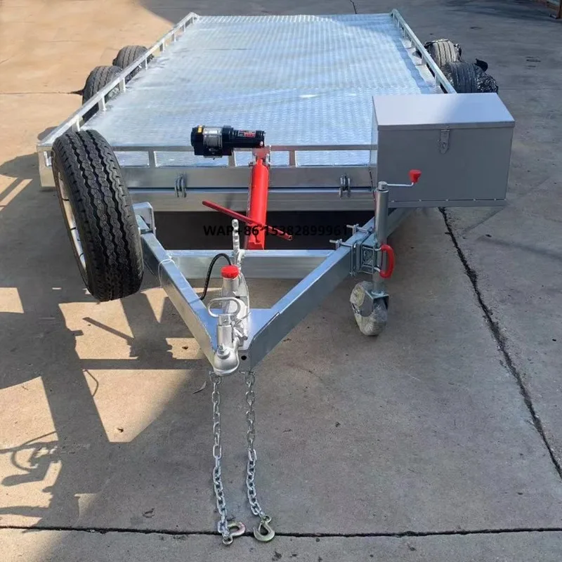 Shipped in 7 Days Stock Hydraulic Tilt Car Trailer Silver 2 Axle Manual Galvanized 2500KG Car Hauler Trailer