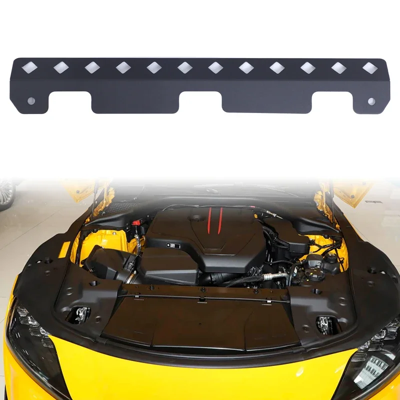 Billet Aluminum Radiator Cover Overlay for Toyota GR Supra A90 A91 2019-2025 Black Anodized Stick-On Engine Bay Dress Up 1Pc