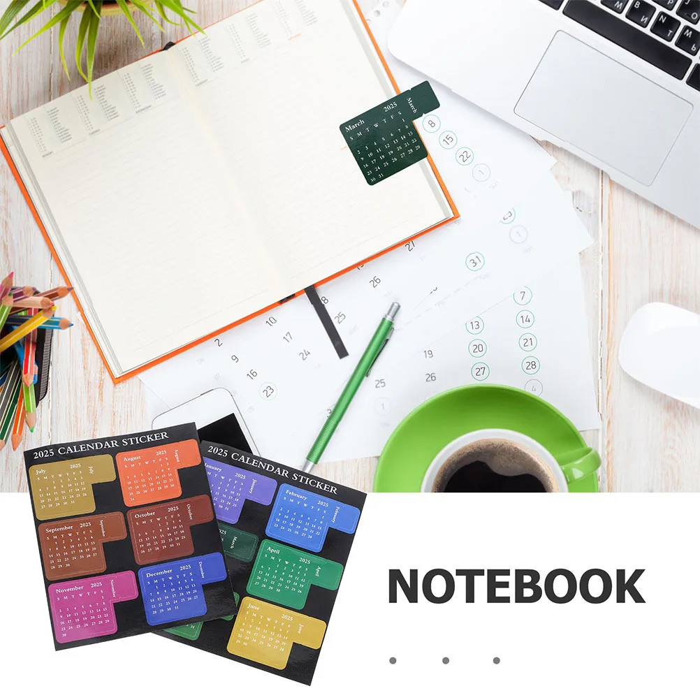 3 set 3 Sets Planner Calendar Index Monthly Adhesive Tabs 2025 Notes Stickers Compact Book Tabs Diy Planner Accessories Notepad
