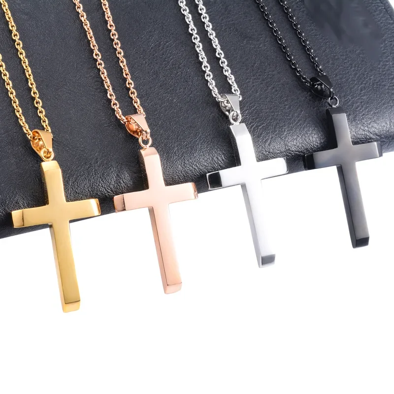 

Classic stainless steel pendant necklace women men charms chain choker Christian jewelry making fiding accessories