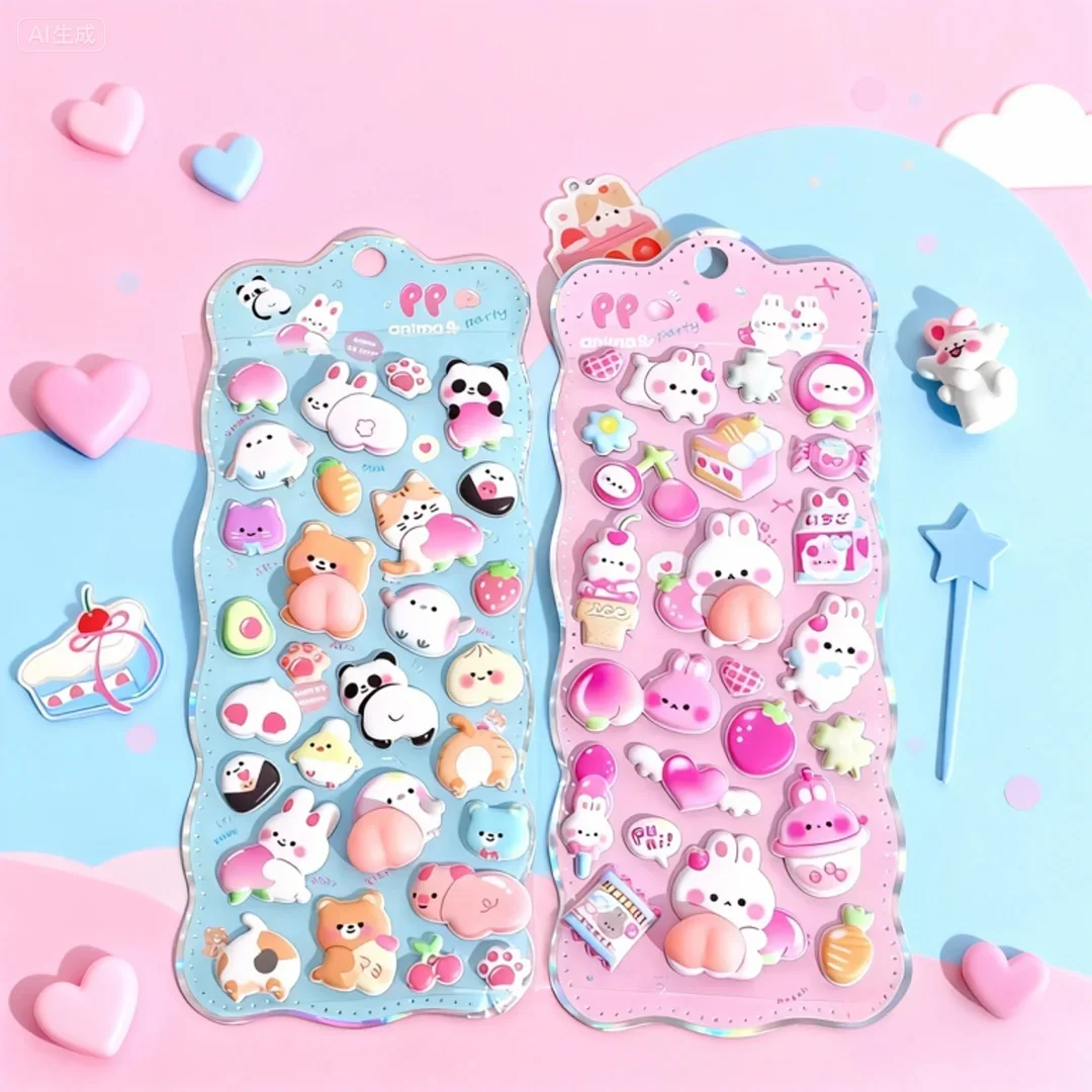 1-5 個クリエイティブ動物パーティーソフトふわふわ 3D ステッカースクラップブッキング Diy ジャーナル文具ステッカーデコ学校事務用品