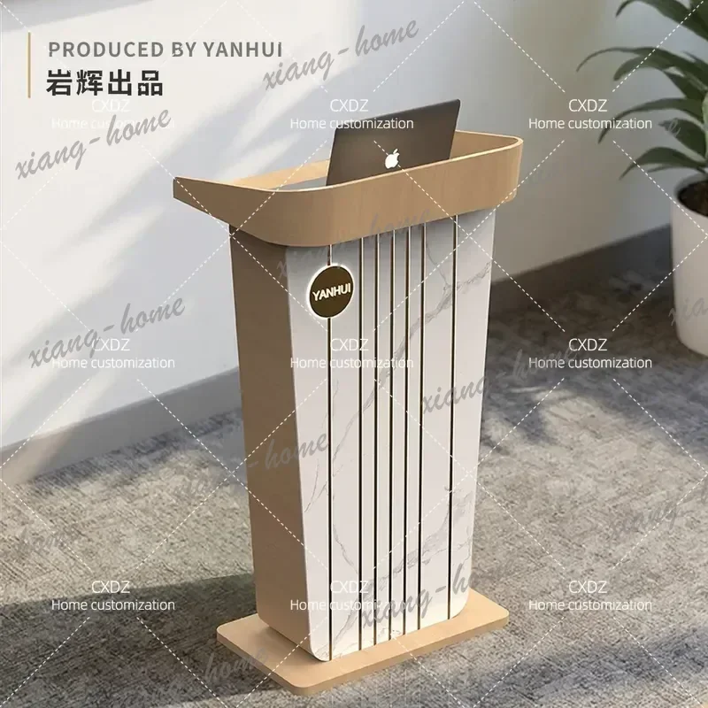 PG Reception desk stainless steel wood grain marble combined with luminous modern light luxury styling, conference room school