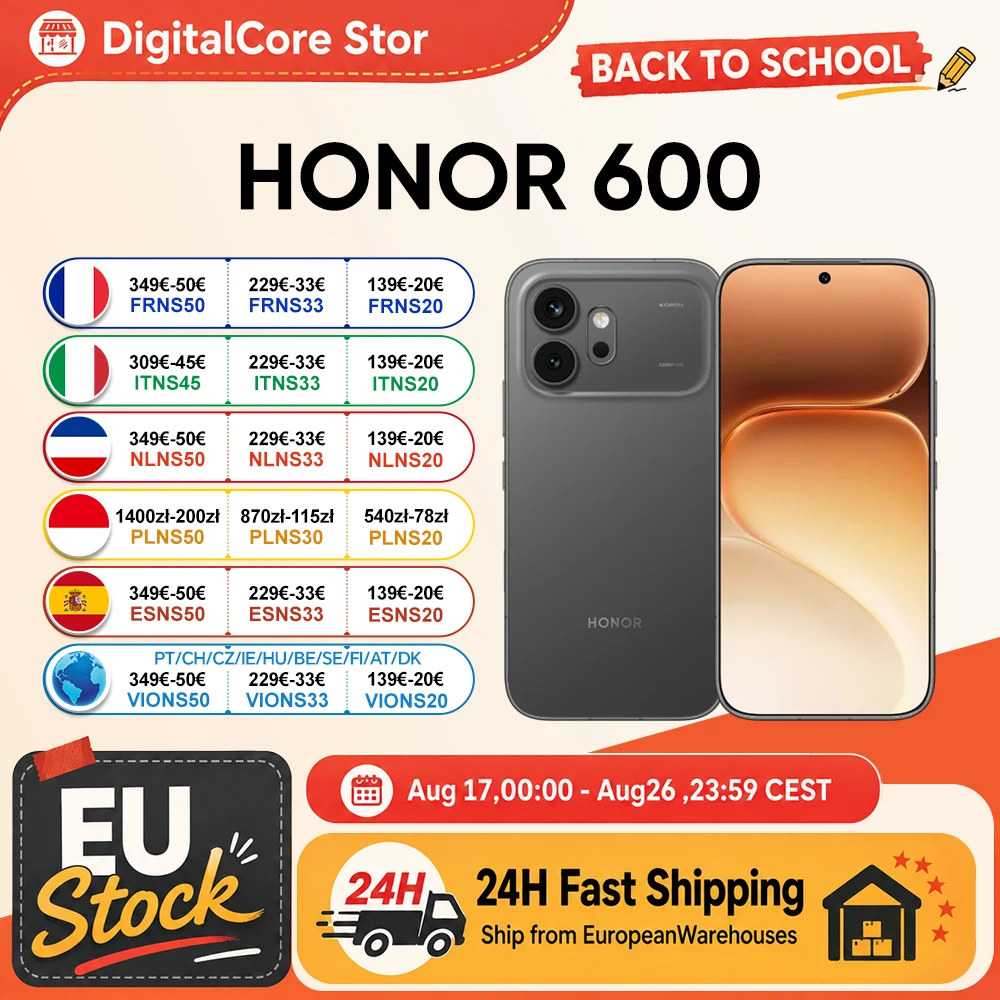 HONOR 600 5G Smartphone Versione EU Snapdragon 7 Gen4 Display AMOLED da 6,57” 6400mAh 80W SuperCharge 8GB+256GB/512GB Fotocamera AI Ultra Night da 200MP OIS Design Unibody in Metallo NFC IP68