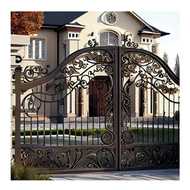 Custom Wrought Iron Swing Gate External Terrace Door Industrial Style Durable Metal Grille Design for Residential Projects