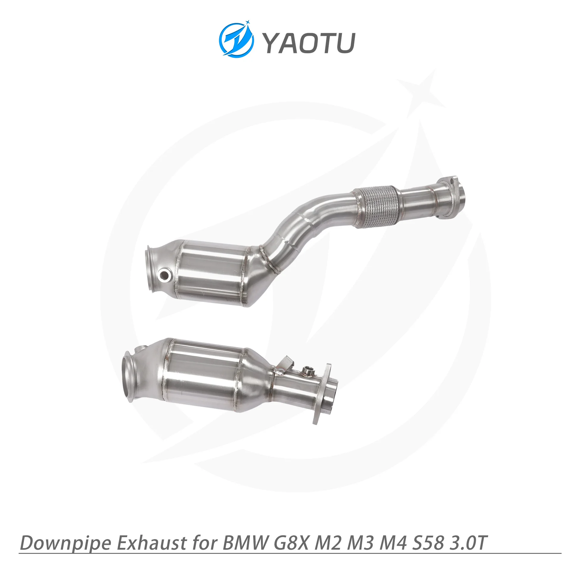 YT Exhaust Pipe System Front Section Pipe (Catted Downpipe) with Brushed Finish Process for BMW G8X M2 M3 M4 Series 3.0T