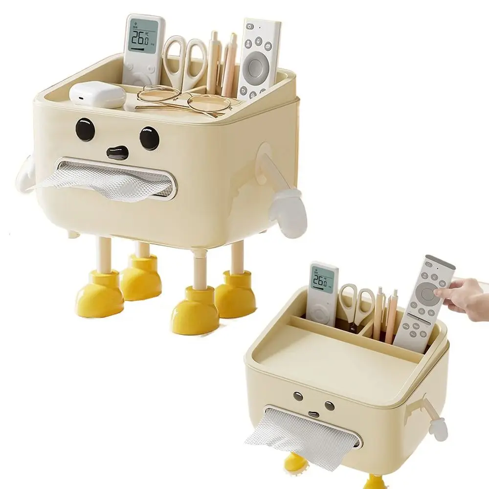 Multi-function Paper Towel Box Large Capacity Phone Stand Cartoon Tabletop Organizer Anti-slip Doll Legs Cute Napkin Holder