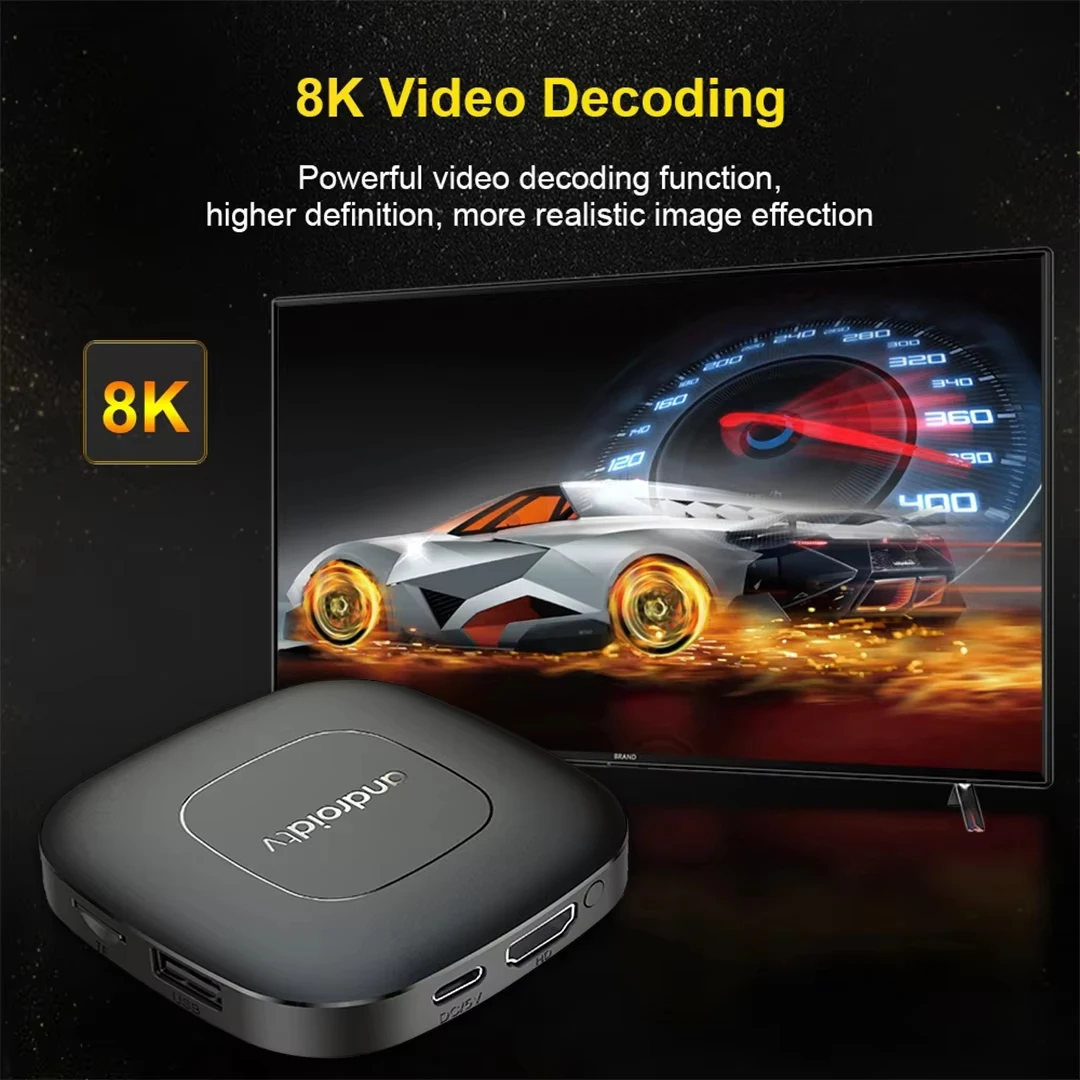 Android 14 T1 Smart TV Box Allwinner H313 8G+128GB ROM WiFi Doble (2.4G/5G) Bluetooth 5.4 YouTube Google Voice Media Player