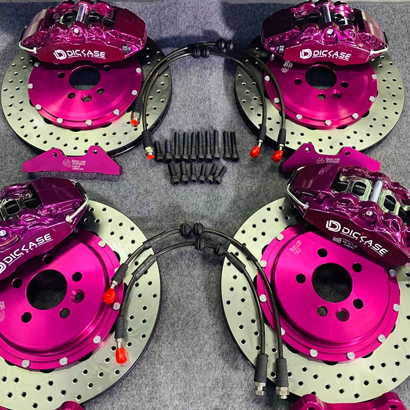 Dicase Front Rear Rose Pink Brake Kits OEM Colorful Big Caliper with Drilled and Soltted Disc for Subaru Levorg 2017