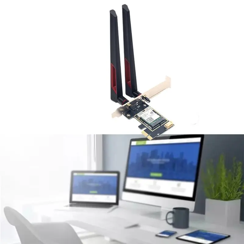 M52K-AX1800 802.11Ax WIFI6 Wireless Card RTL8852BE With 10DB Antenna Dual Band 2.4G/5Ghz BT5.2 PCI-E Wlan Module