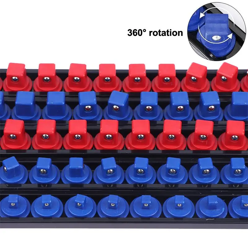1/2 1/4 3/8 Socket Clip Rail Holder Socket Sliding Stand Sleeve Rail Rack Tool 360° Swivel Socket Organizer ABS Socket Organizer