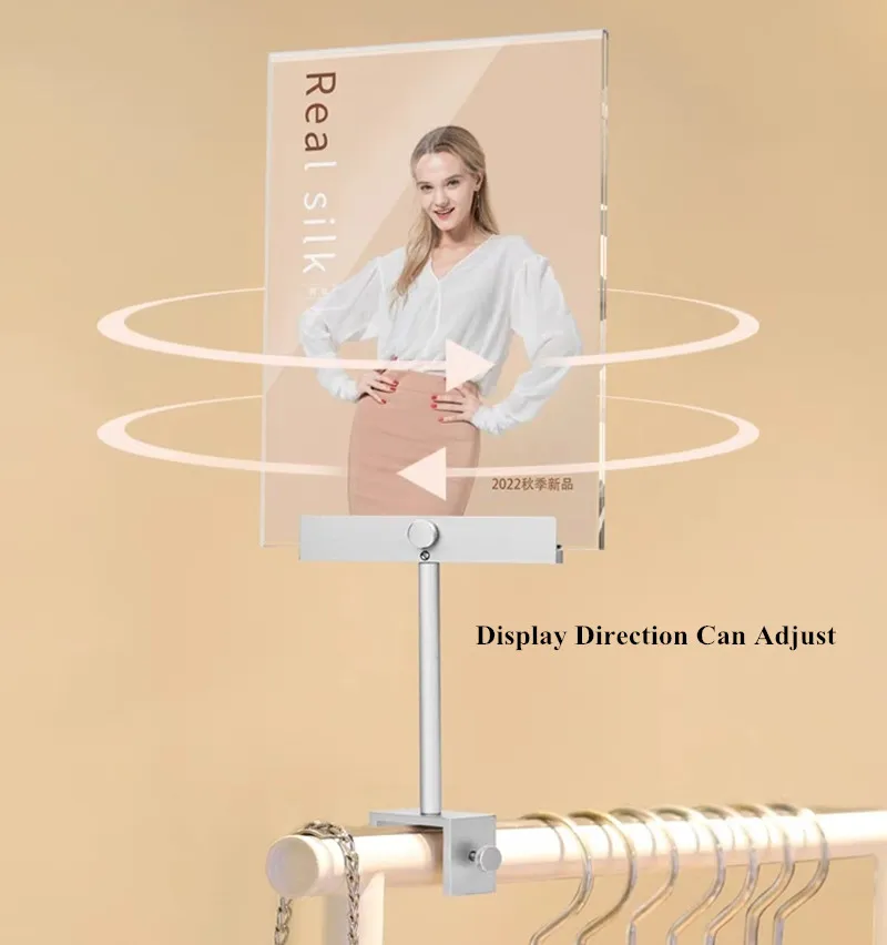 Estante de tubo de acero inoxidable para publicidad, soporte de tablero KT, Clip de tablero acrílico, soporte de letrero de Metal