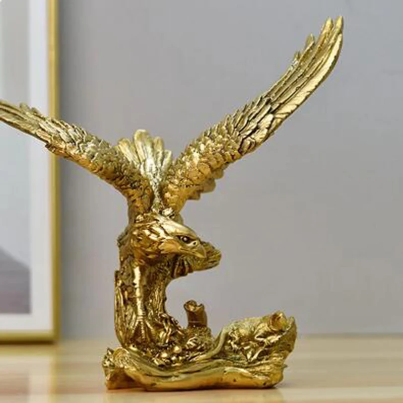 

Resin Golden Eagle Statue Art Animal Model Collection Ornament Home Office Desktop Feng Shui Decor Figurines