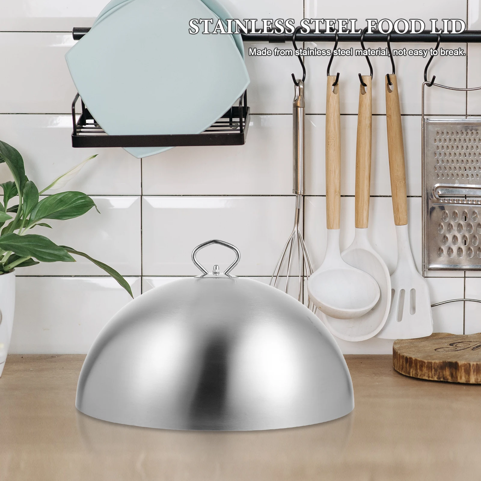 

Stainless Steel Steak Cover Lid 30CM Round Silver Food Splashing Insect Proof Dustproof Kitchen Gadget Restaurant Serving Dish