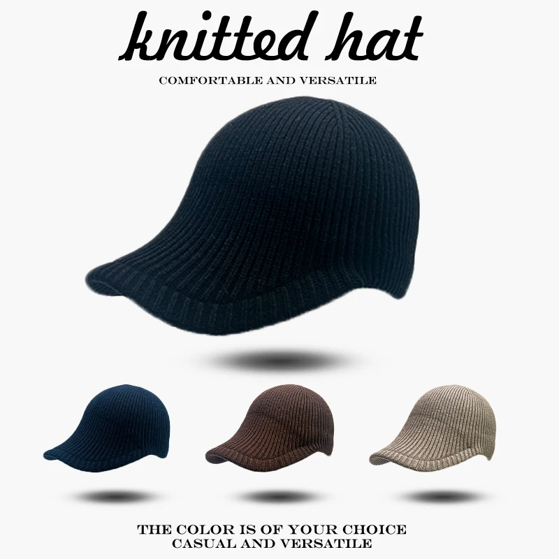 

Теплые простые модные повседневные бейсболки, уличные универсальные уличные дизайны, новые мужские и женские однотонные полосатые шерстяные вязаные шапки в стиле ретро