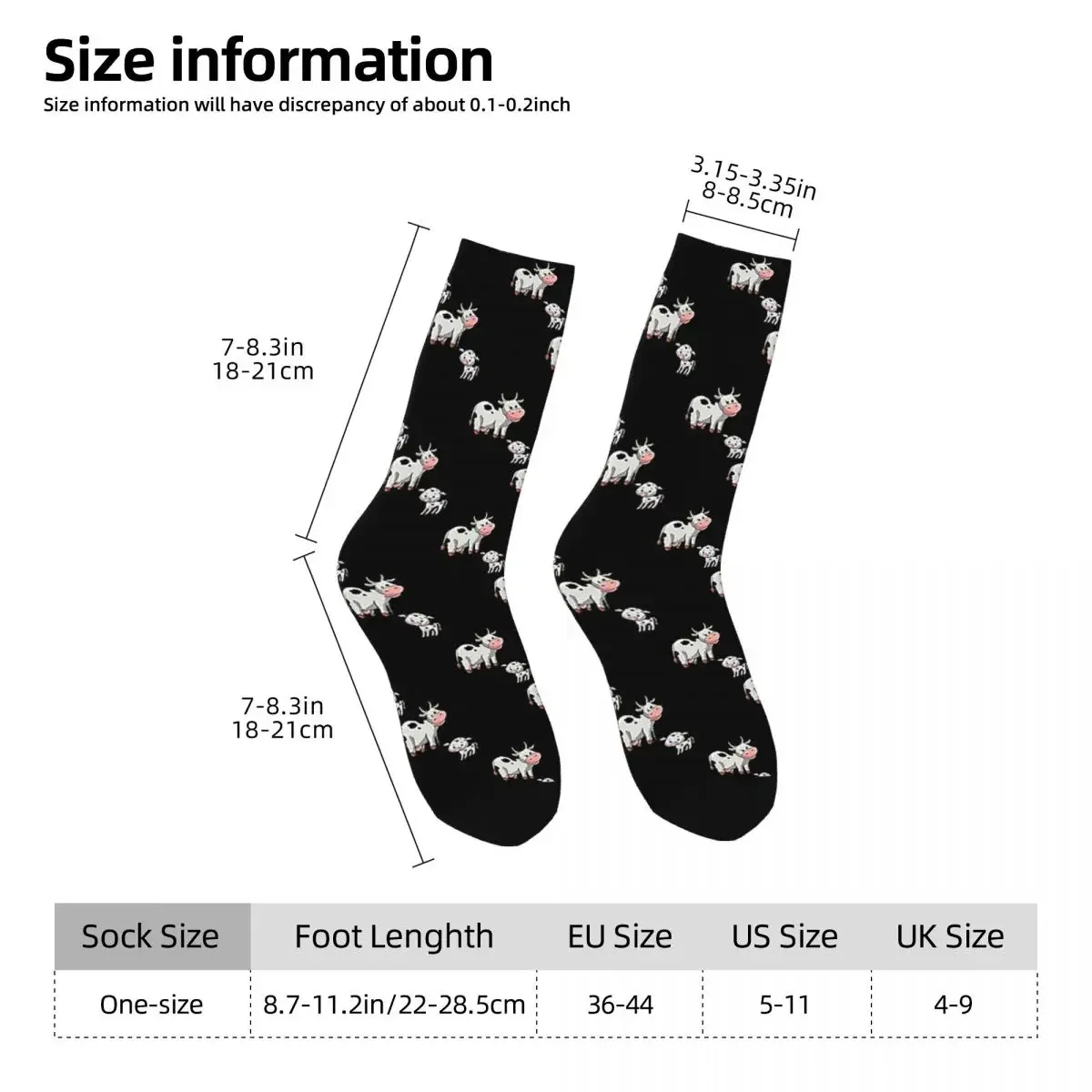 Strawberry Cow Pet Pattern Socks Harajuku Sweat Absorbing Stockings All Season Long Socks Accessories Unisex Birthday Present