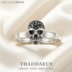 Black Skull Ring,Europe Rebel Street  Fine Punk Jewerly For Women Aumtmn Brand New Gift In 925 Sterling Silver