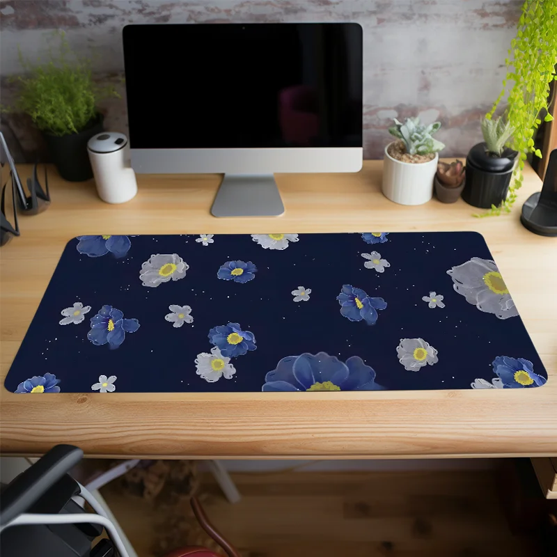 Serene Night Flowers Mouse Pad Large HD Desk Mat for Computers Non-Slip Rubber Base Ideal Gift for Office Students Worker