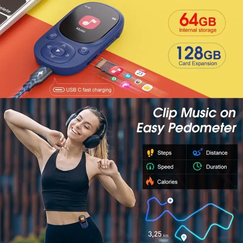 

M5TD Спортивный MP3-плеер с клипсой на дизайне Качество звука без потерь Поддержка функции радио