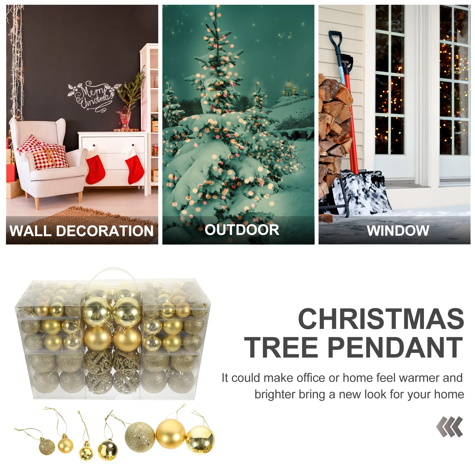 

100Pcs Hanging Christmas Ball Ornament Fine Detail with String for Tree Decor Home Festival Decoration Gift Idea