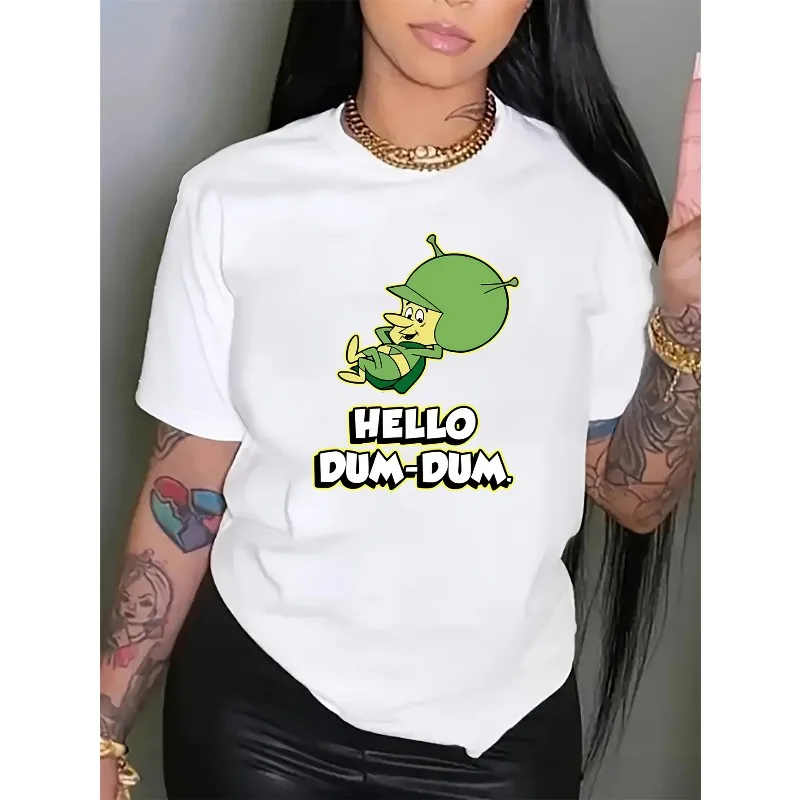 

Women's T-Shirt with Creative Cartoon Print Fashionable Casual Sports T-Shirt for Women Women's Round Neck Cotton Top