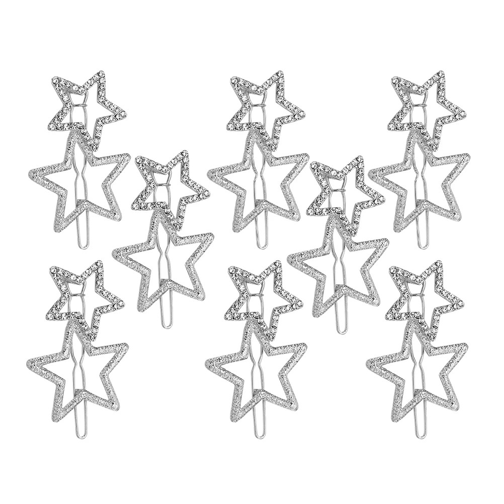 

8pcs Star Hair Clips Sparkly Zinc Alloy Women Accessories Elegant Wedding Decorative Barrettes Teen Hairstyle