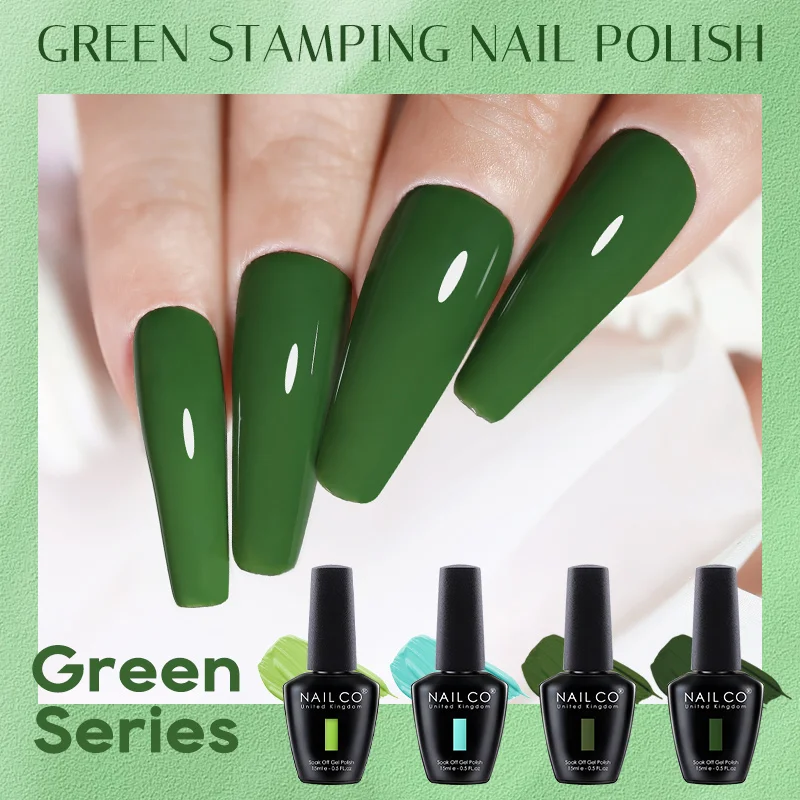 

NAILCO HEMA TPO FREE Green Color Series Gel Nail Polish Nails Art Semi-permanent Hybrid UV Varnish Nail Supplies for Nail Polish