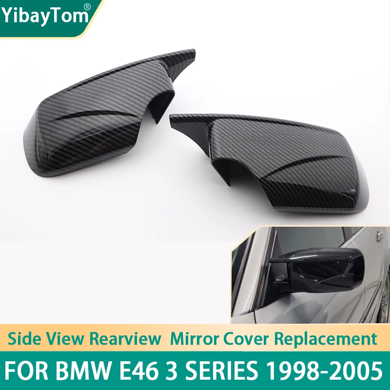 Printed Carbon Fiber Pattern M4 Style Side Door Wing Rear View Mirror Cover Cap Replacement For BMW E46 3 Series 1998-2005