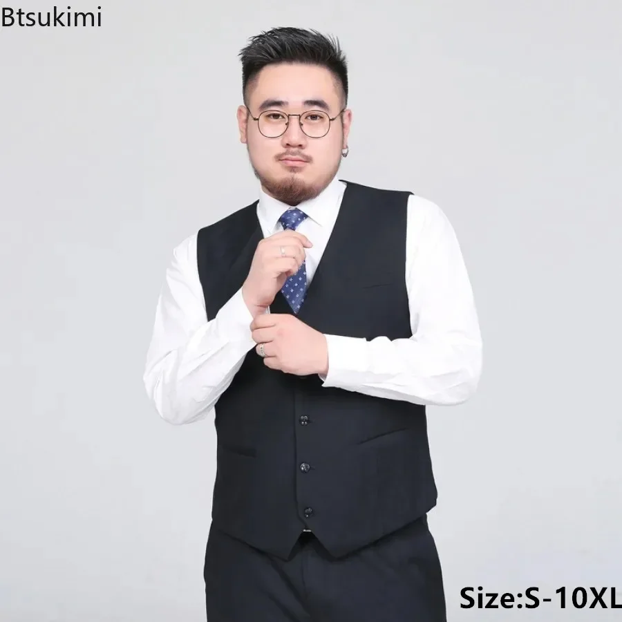 

Plus Size 10XL Suit Vests Men's V-neck Sleeveless Vest Men Business Formal Vest Fashion Single-breasted Gentleman Waistcoat Male