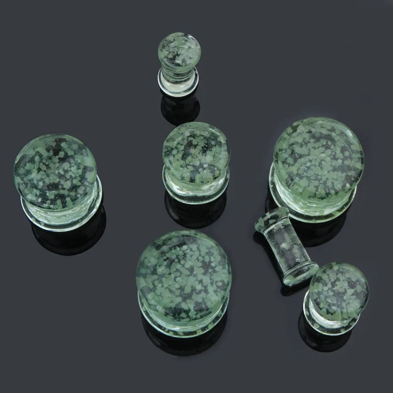 1 pair Luminous Glass Ear Plugs Cylinder Saddle Inner Tooth Auricle Screw Ear Plug Piercing Body Jewelry Unisex Ear Expander