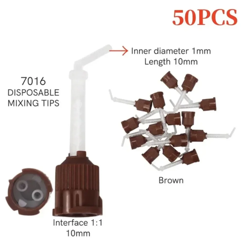 50Pcs 1:1 Disposable Brown Static Mixing Tips Universal Mix Nozzles for Dental Composite Resin Cement Adhesive Dispensing Gun view 6