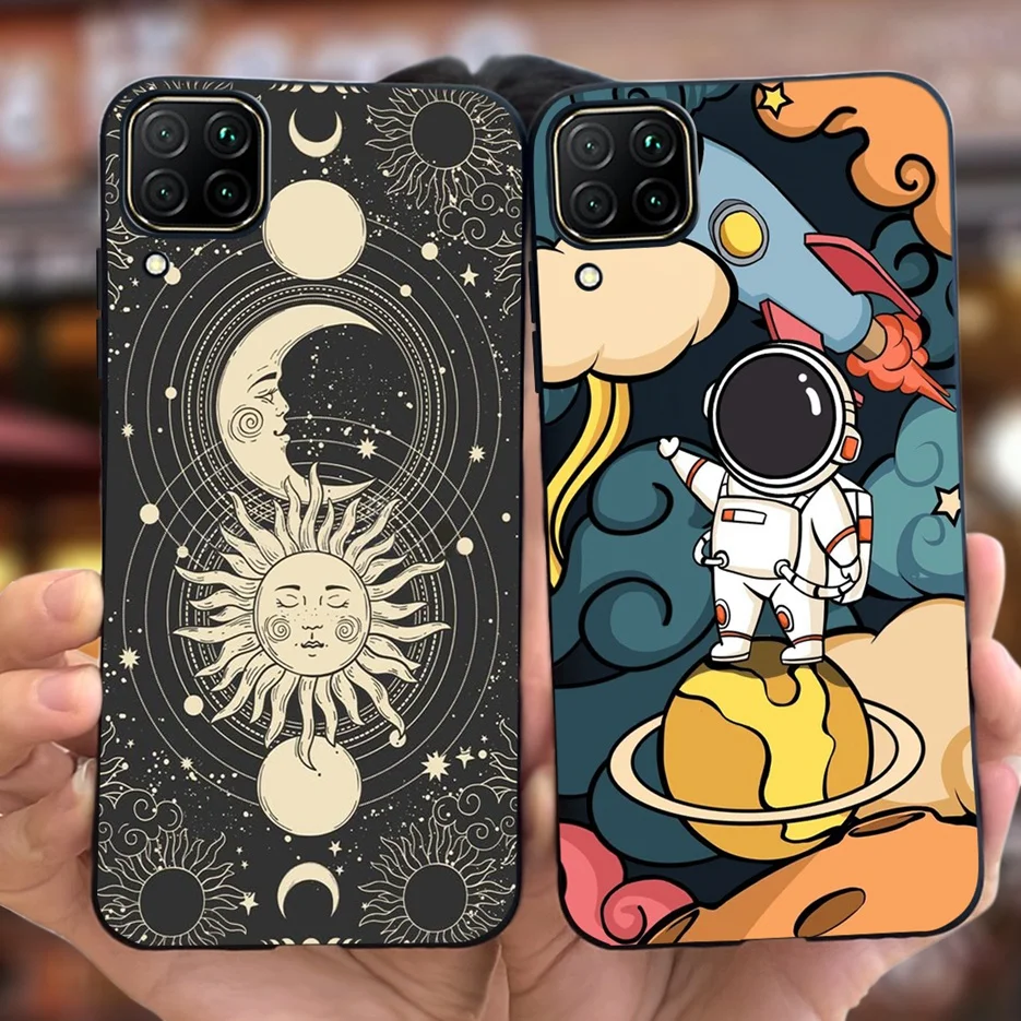 For Huawei P40 Lite Case Nova 7i Cute Astronauts Cartoon Cover Soft Silicone Phone Case For Huawei Nova 7i Nova7i P40Lite Bumper