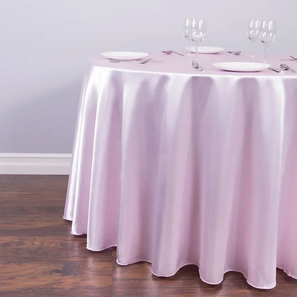 Multicolor Round Satin Tablecloth Wedding Party Resistant Wrinkle Free Soft Table Cloth Home Banquet Restaurant Table Decor