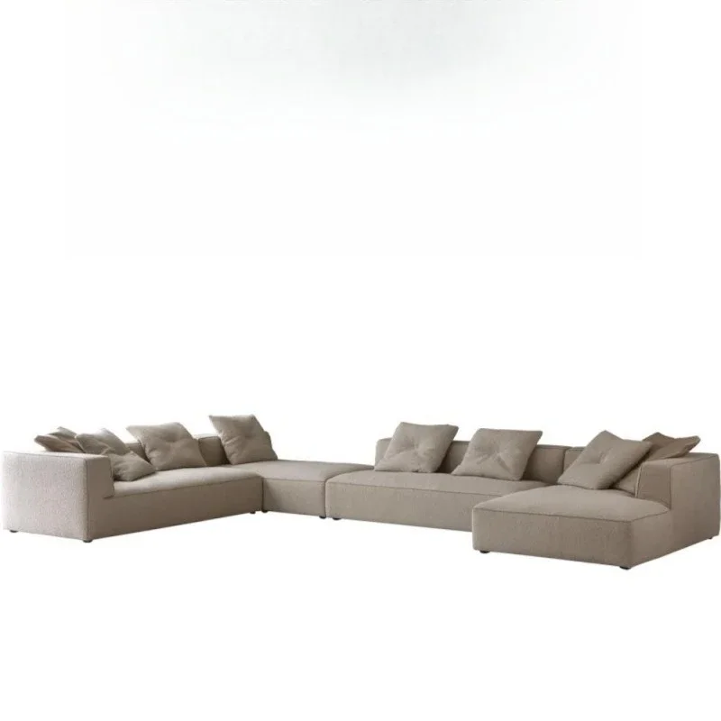 Straight row corner combination size apartment module bread gray cotton and linen large flat living room sofa